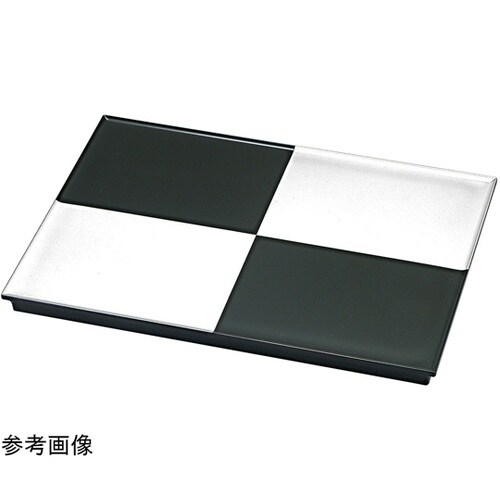 25cm 長角フラットプレート 銀黒市松