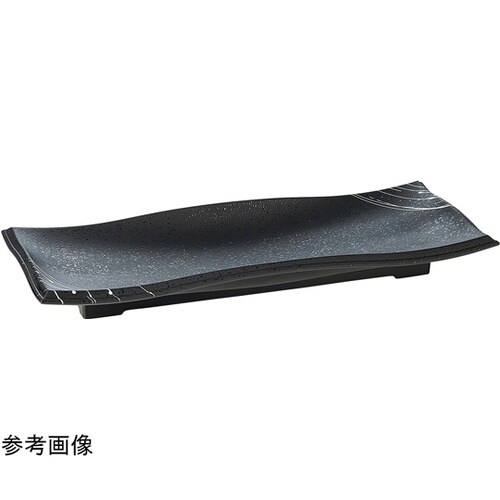 尺2 波渕長手皿黒タタキ白乱糸(裏黒)