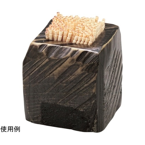 木5.5cm 角荒彫楊枝立て よもぎ塗