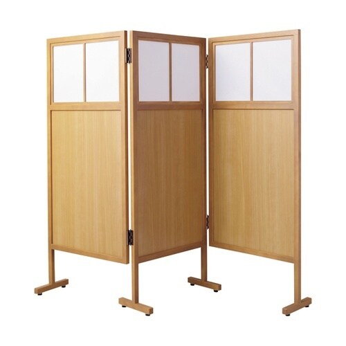 木製三連パーテーション 白木W1.800