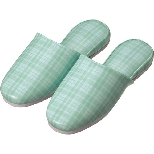 チェック柄スリッパ ブルー 20足セット