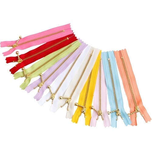 玉付ファスナー 金具・ゴールド 12cm