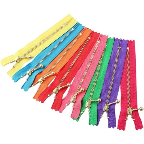 玉付ファスナー 金具・ゴールド 12cm