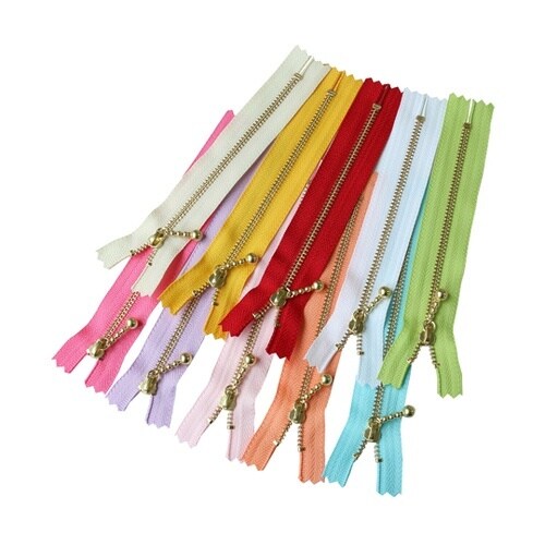 玉付ファスナー 金具・ゴールド 14cm