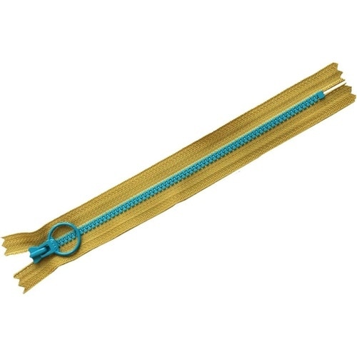 コンビファスナー 20cm カーキ×ブル