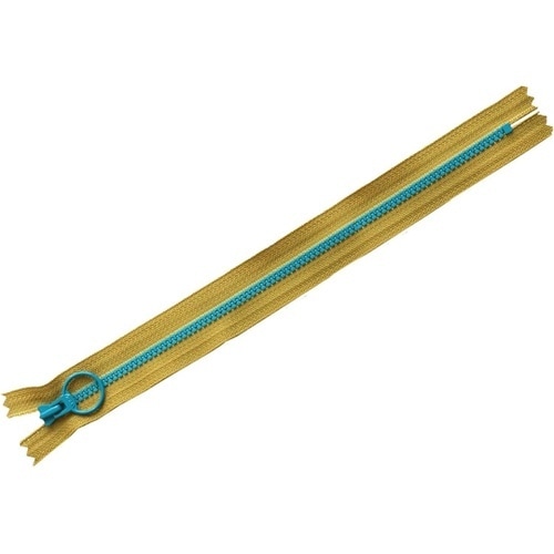 コンビファスナー 25cm カーキ×ブル