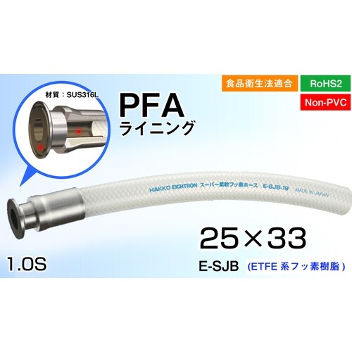 スーパ柔軟フッ素ホース PFAライニング 片側フェ