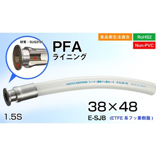 スーパ柔軟フッ素ホース PFAライニング 片側フェ