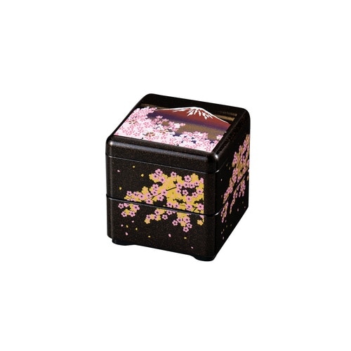 ミニお重珍味角 梨地桜富士