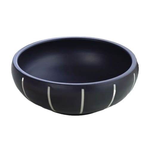 モノクロストライプ 中鉢 13cm 黒マット