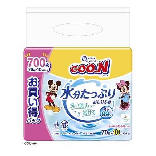 グーン 肌にやさしいおしりふき 70枚10個×4