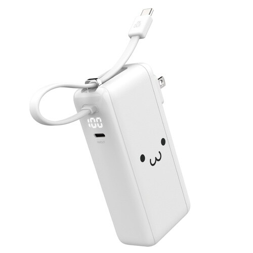 モバイルバッテリー AC一体 10000mAh 白