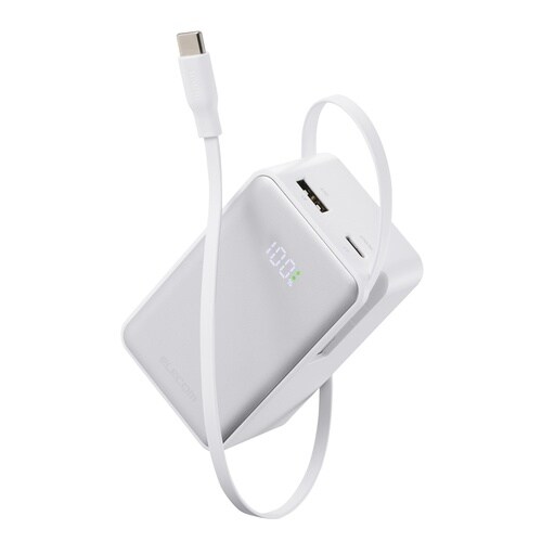 巻取りモバイルバッテリー 22.5W 白