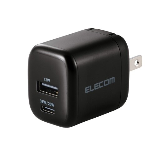 USB−C充電器 33W 折畳プラグ 黒