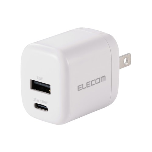 USB−C充電器 33W 折畳プラグ 白