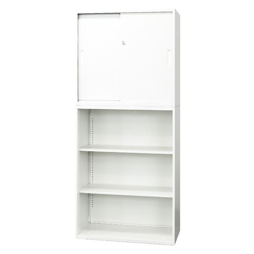 引戸2段オープン書庫3段セット800×400 WH