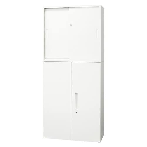 引戸2段両開書庫3段セット800×400 WH