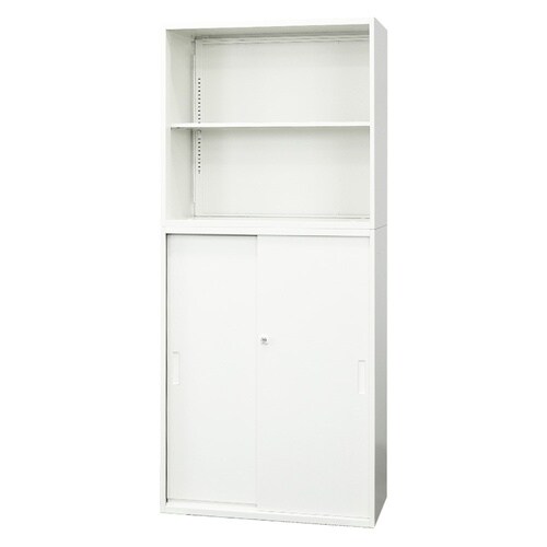 オープン2段引戸書庫3段セット800×400 WH