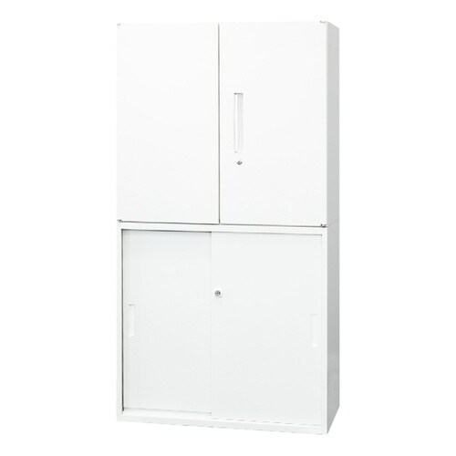 両開引戸書庫セット2段 800×400 WH