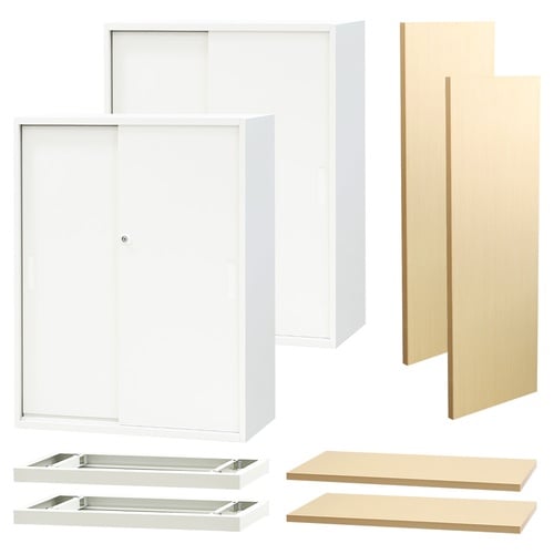引戸書庫3段 カウンター1650 WH/天板NA