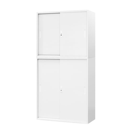引戸書庫2段3段 H1860 セット ホワイト