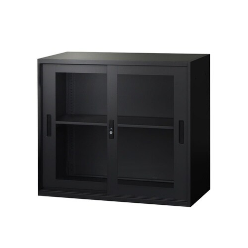引戸書庫2段 アクリル扉 BK 880×400