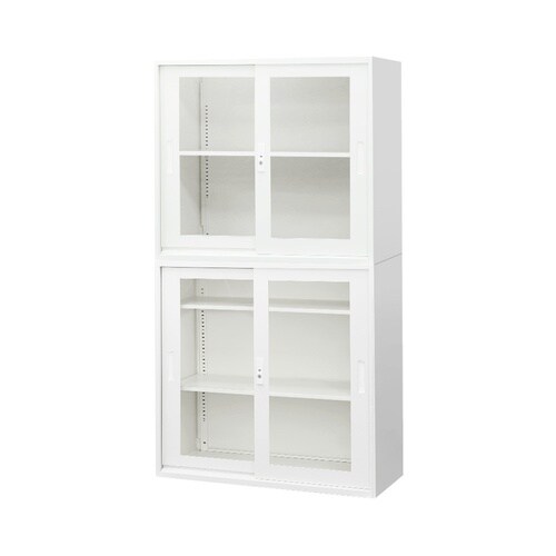 引戸書庫(アクリル扉)2段3段H1630セットWH