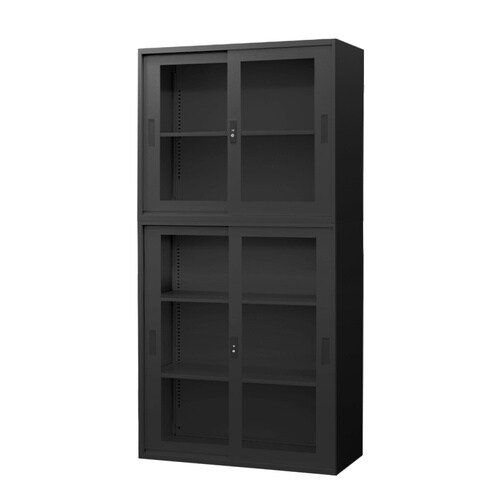 引戸書庫(アクリル扉)2段3段H1860セットBK