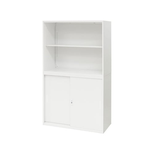 オープン/引戸書庫2段 H1500 セット WH