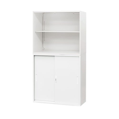 オープン2段/引戸書庫3段セット H1630 WH
