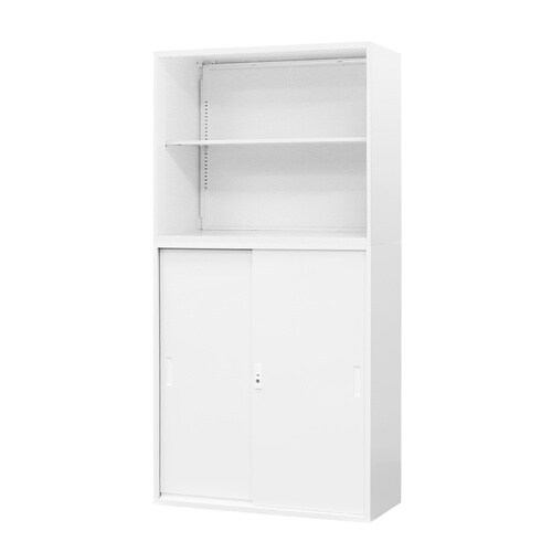 オープン2段/引戸書庫3段セット H1860 WH