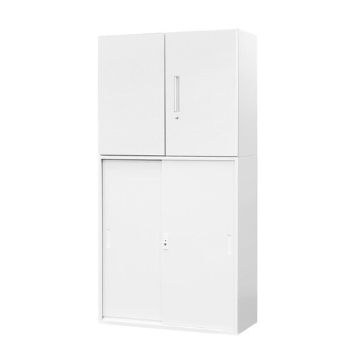 両開書庫2段/引戸書庫3段 H1860 セットWH