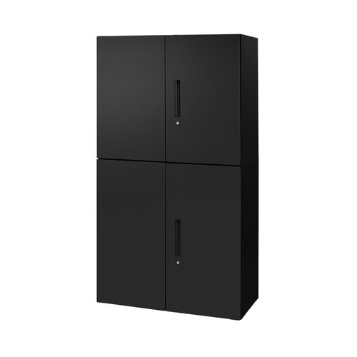 両開き書庫2段3段 H1630 セット ブラック