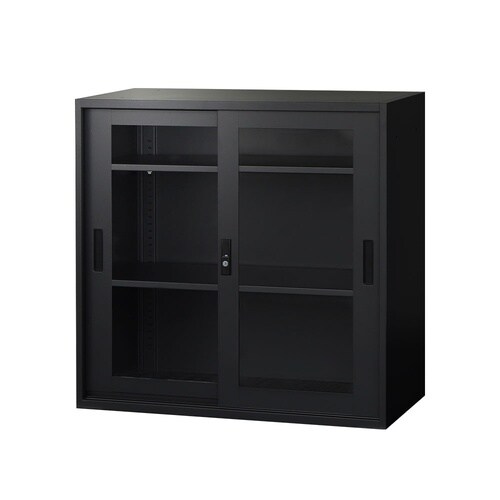引戸書庫3段 アクリル扉 BK 880×400