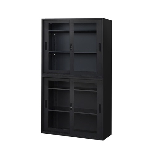 引戸書庫(アクリル扉)3段 H1760 セットBK