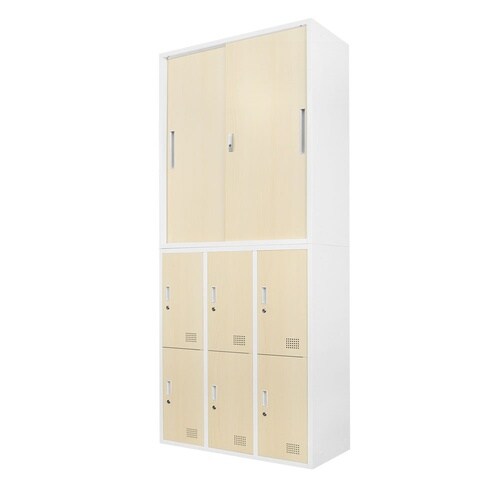 引戸書庫6人用ロッカー 2台セットシリンダーNA