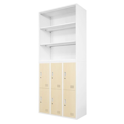 オープン書庫6人用ロッカー2台セットシリンダーNA