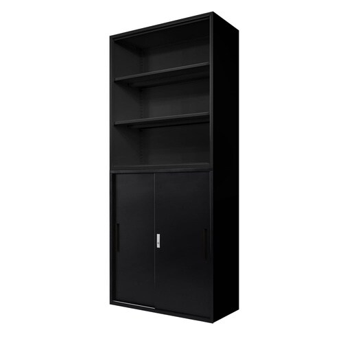 書庫2台セットオープン書庫引き違い書庫900 BK