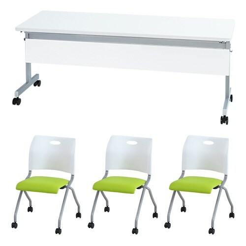 3人会議セットN180×60幕板付 WH WHGN