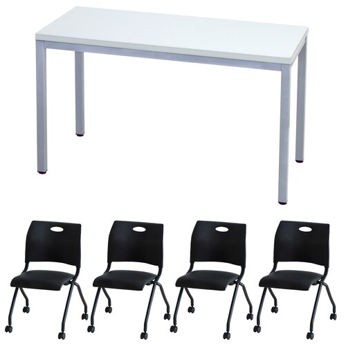 4人会議セットN120×60 WH BKBK