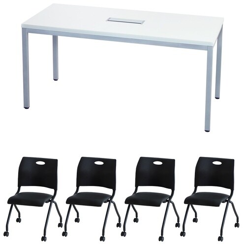 4人会議セットN150×75 WH BKBK