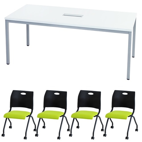 4人会議セットN180×90 WH BKGN