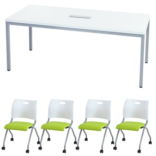 4人会議セットN180×90 WH WHGN