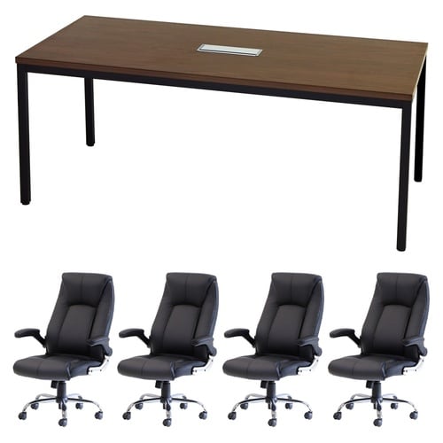 4人用会議セット 1800×900 WN BK