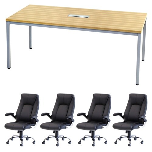 4人用会議セット 1800×900 NA BK