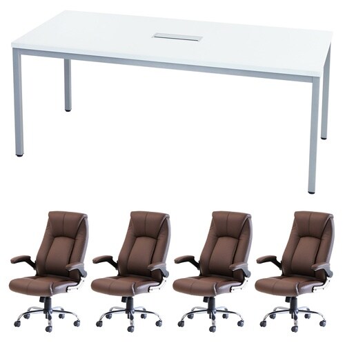 4人用会議セット 1800×900 WH BR