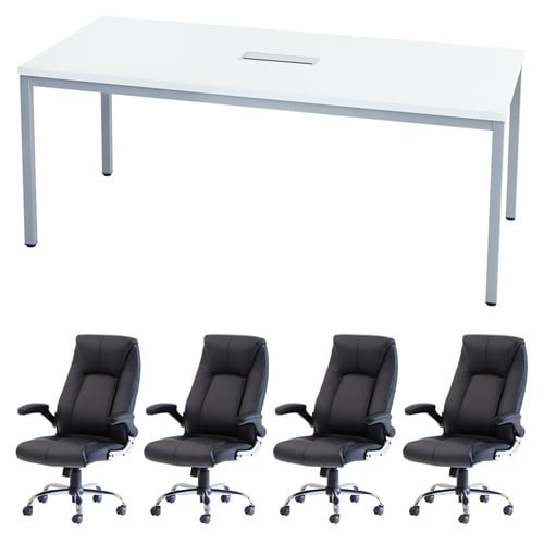 4人用会議セット 1800×900 WH BK