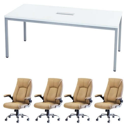 4人用会議セット 1800×900 WH CA