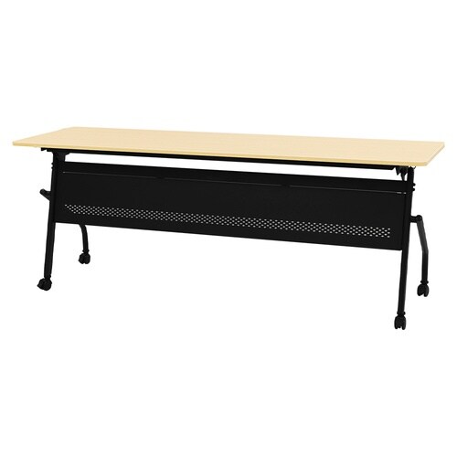 スタックテーブル棚無180×60幕板付BK脚NA面