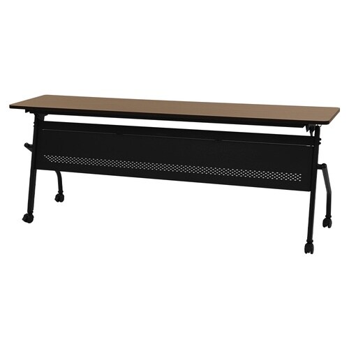 スタックテーブル棚無180×60幕板付BK脚WN面